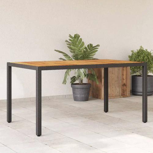 vidaXL vidaXL Garden Table with Acacia Wood Top Black 150x90x75 cm Poly Rattan - Garden Table
