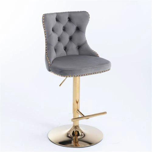 Luxurious Velvet Bar Stools with Adjustable Height and 360 Degree Rotation for Elegant Dining Spaces by N/A