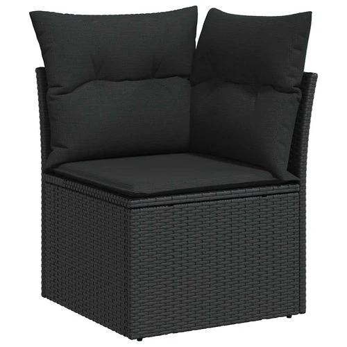 vidaXL vidaXL 8 Piece Garden Sofa Set with Cushions Black Poly Rattan Acacia - Garden Sofa Sets