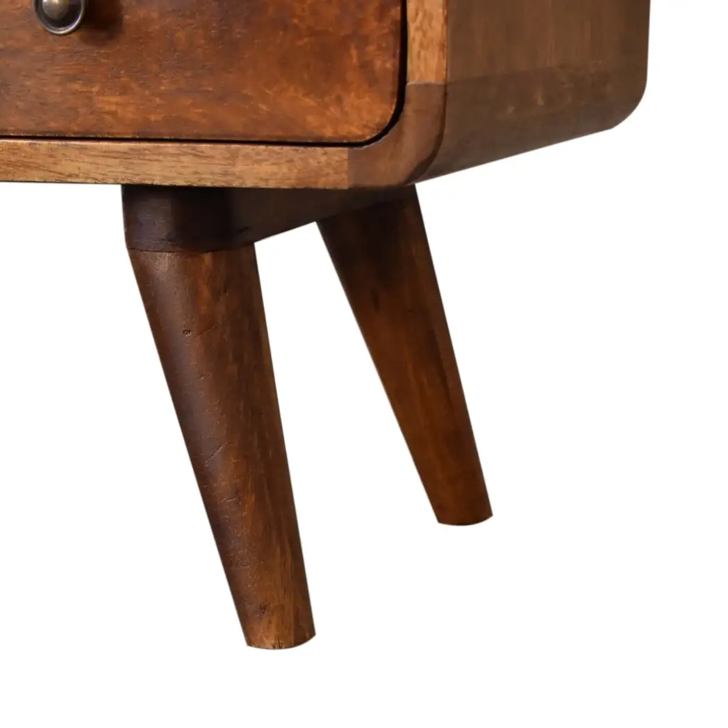 Artisan Furniture Artisan Furniture Solid Wood Mini Chestnut Curved Media Unit with 2 Drawers, Brown, 2Drawers - TV Unit