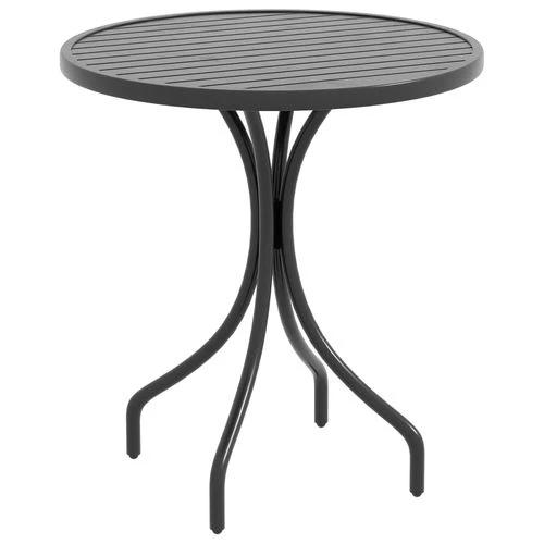 Outsunny Outsunny Round Garden Table Outdoor Side Table with Steel Frame Slat Top Black - Garden Table