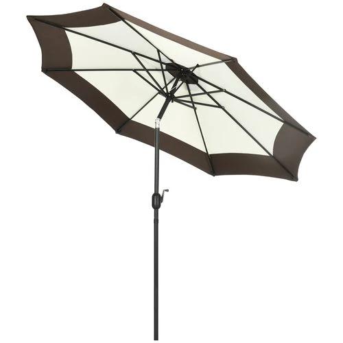 Outsunny 2.7m Garden Parasol Umbrella with 8 Metal Ribs, Tilt and Crank, Coffee by Outsunny