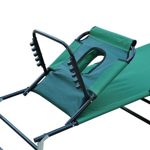 Outsunny Folding Sun Lounger Reclining Chair with Pillow Reading Hole Dark Green by Outsunny
