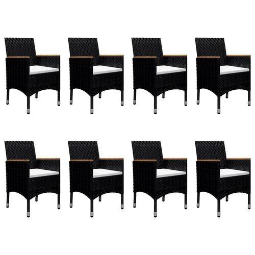 vidaXL 9 Piece Garden Dining Set Poly Rattan and Tempered Glass Black - Garden Set