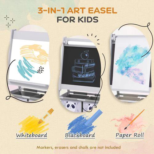 AIYAPLAY 3 In 1 Kids Easel Compact With Paper Roll Whiteboard Blackboard Storage For Home Learning by AIYAPLAY