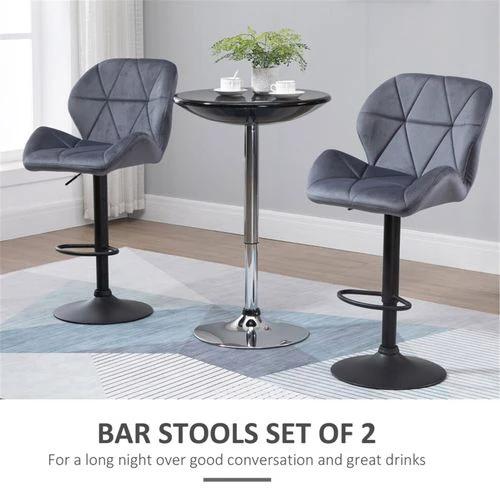 Adjustable Swivel Bar Stools Set of Two with Diamond Stitching and Footrest for Modern Home Bars and Kitchens by N/A