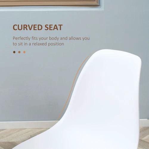 Dining Chairs Set of 4 w/ Curved Back, Metal Legs for Living Room White - Dining Chairs