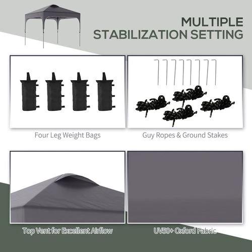 Outsunny 3x3M Pop Up Gazebo, Foldable Canopy Tent & Carry Bag with Wheels & 4 Legs - Gazebos