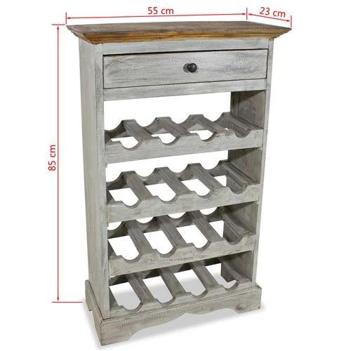 Antique-Style Wine Rack with Solid Reclaimed Wood 55x23x85 cm Featuring Storage Drawer for Wine Collectors by vidaXL