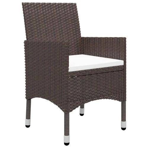 5 Piece Garden Dining Set Poly Rattan and Tempered Glass Brown by vidaXL