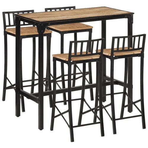 vidaXL vidaXL 5 Piece Bar Set Solid Rough Wood Mango and Metal - Dining Set