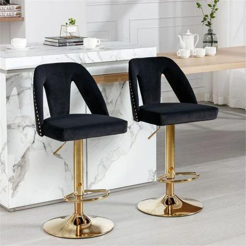 N/A Elegant Velvet Bar Stool with Adjustable Height and 360 Degree Rotation for Stylish Home or Office Use - Bar Stool