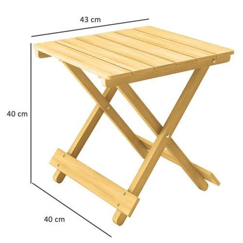 Outsunny Outsunny Wooden Folding Garden Table, Folding Side Table, Nature Wood Finish - Garden Table
