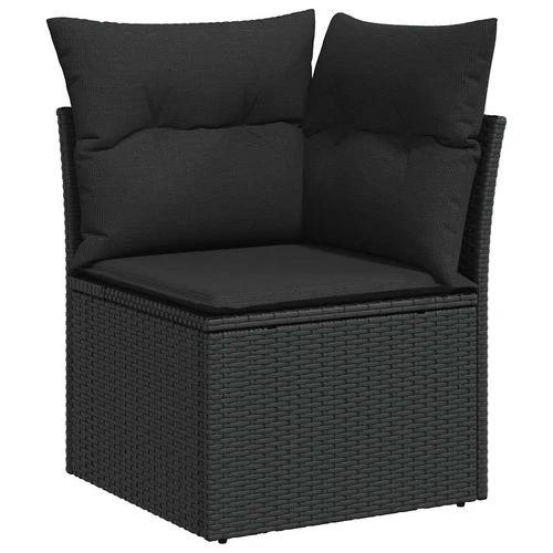 vidaXL 9 Piece Garden Sofa Set with Cushions Black Poly Rattan Acacia by vidaXL
