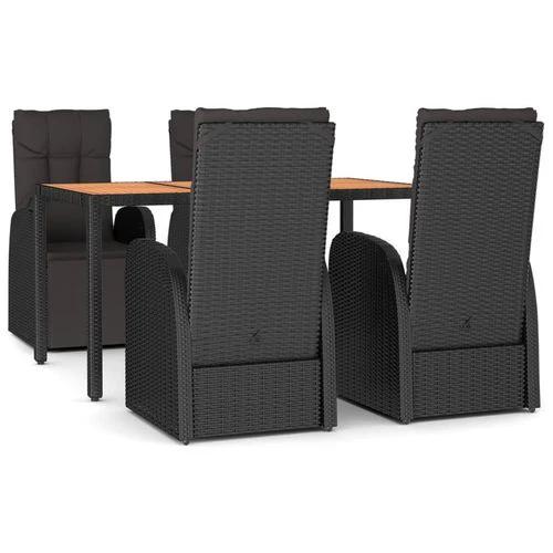 5 Piece Garden Dining Set Black Poly Rattan&Solid Wood Acacia by vidaXL