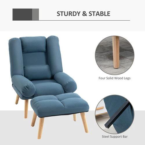 HOMCOM Recliner with Ottoman 3-Position Adjustable Reclining Lounger Sofa Chair - Recliner