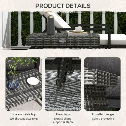 Outsunny Foldable Outdoor Coffee Table, Metal Frame Rattan Side Table, Grey by Outsunny