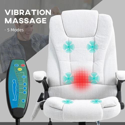 Vinsetto Vinsetto Office Chair w/ Heating Massage Points Relaxing Reclining Cream White - Uncategorized Office Chair