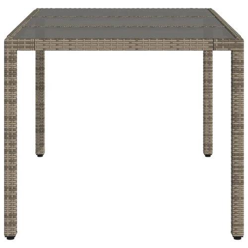 vidaXL Garden Table with Glass Top Grey 150x90x75 cm Poly Rattan by vidaXL