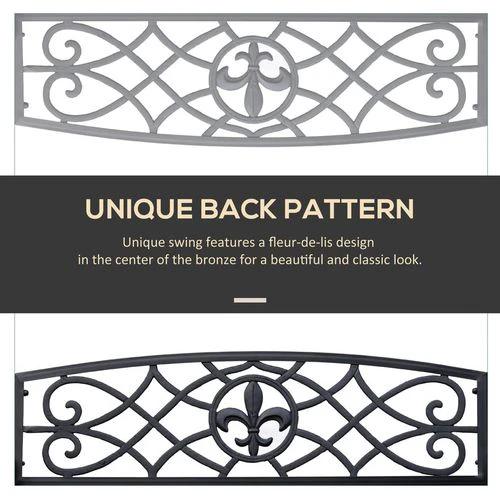 Steel Fleur-de-Lis Design Porch Swing Seat Bench with Chains by Outsunny