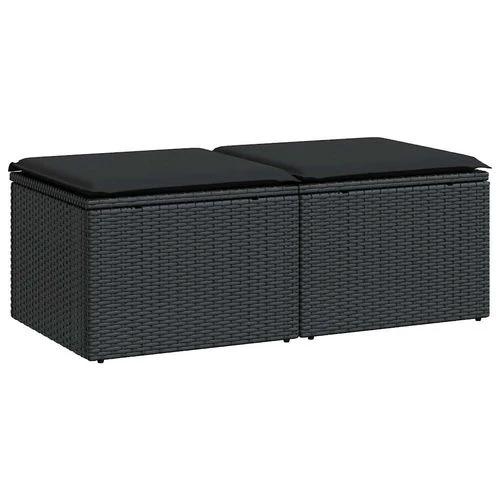 vidaXL vidaXL 2 Piece Garden Sofa Set with Cushions Black Poly Rattan Acacia - Garden Sofa Sets
