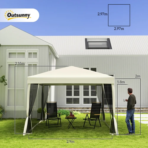 Outsunny 3x3m Pop Up Gazebo with Mesh Walls for Outdoor Events and Backyard Gatherings by Outsunny