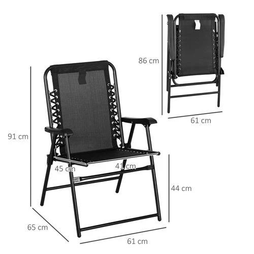 Outsunny Outsunny 2Pcs Outdoor Patio Folding Chairs, Portable Garden Loungers Black -