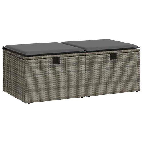 vidaXL vidaXL 2 Piece Garden Sofa Set with Cushions Grey Poly Rattan Acacia - Garden Sofa Sets