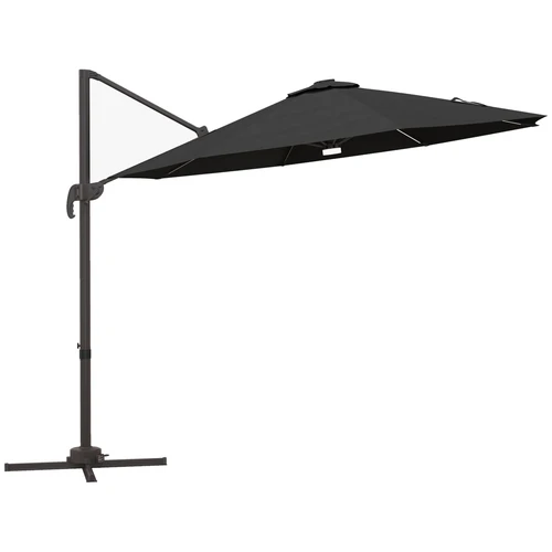 Outsunny 3 Meter LED Cantilever Parasol with Solar Lights and Adjustable Canopy for Outdoor Gardens and Patios by Outsunny