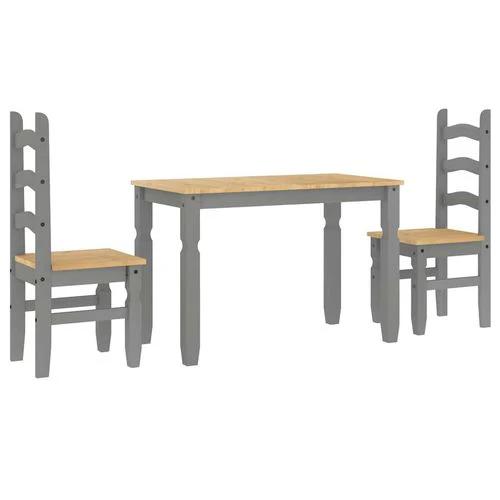 vidaXL 3 Piece Dining Set Panama Grey Solid Wood Pine by vidaXL