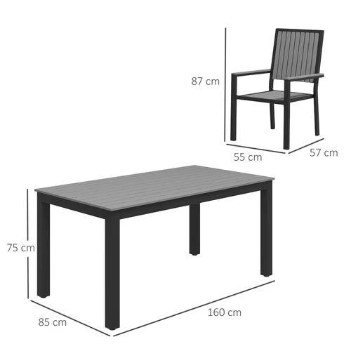 Outsunny Outsunny 6 Seater Aluminium Garden Dining Set with Stackable Chairs, Grey - Garden Set
