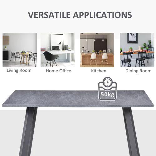 Unbranded Modern Rectangular Dining Table with Metal Legs Indoor, Dark Grey - Dining Table