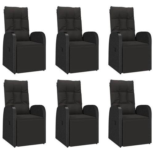 7 Piece Garden Dining Set Black Poly Rattan&Solid Wood Acacia by vidaXL