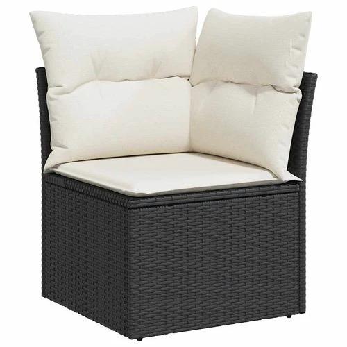 vidaXL vidaXL 10 Piece Garden Sofa Set with Cushions Black Poly Rattan Acacia - Garden Sofa Sets