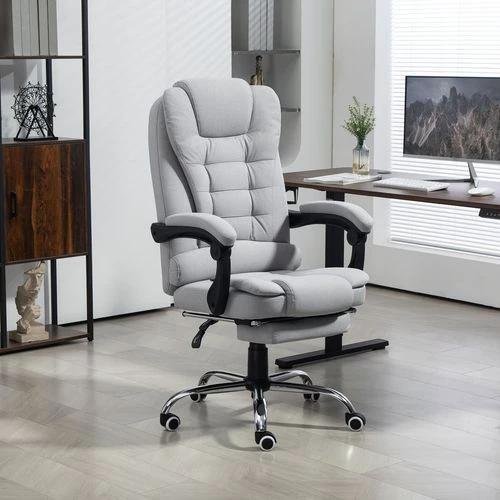 HOMCOM Executive Office Chair Swivel Chair with Footrest Light Grey -