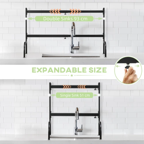 Unbranded Space Saving Over The Sink Dish Drying Rack 93x30x52 Centimeters 2 Tier Adjustable Design for Small Kitchen Spaces -