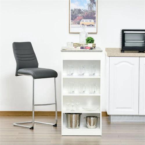 Compact Dual-Function Coffee Table Bar Table with Wood-Effect Top and Storage Shelves for Small Apartments by N/A
