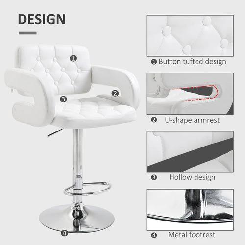 HOMCOM Adjustable Height Barstool Steel Pole PU Leather Bistro Home Kitchen by HOMCOM