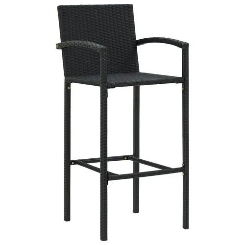 5 Piece Outdoor Bar Set with Armrest Poly Rattan Black - Garden Set