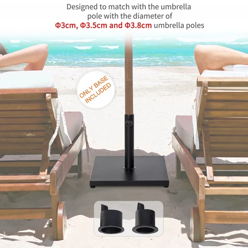 Heavy Duty Steel Adjustable Parasol Base 20 Inch Square Matte Black for Outdoor Umbrella Stability by Outsunny