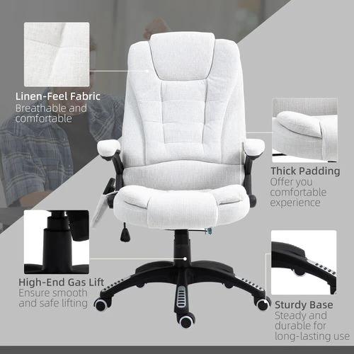 Vinsetto Vinsetto Office Chair w/ Heating Massage Points Relaxing Reclining Cream White - Uncategorized Office Chair