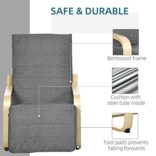 HOMCOM Lounge Chair Recliner Adjustable Footrest Home Dark Grey - Recliner
