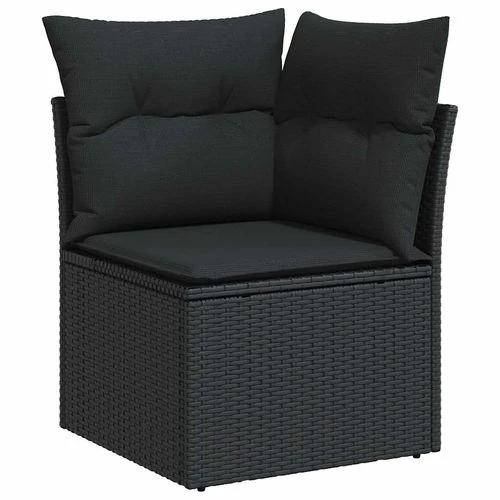 vidaXL 9 Piece Garden Sofa Set with Cushions Black Poly Rattan Acacia by vidaXL