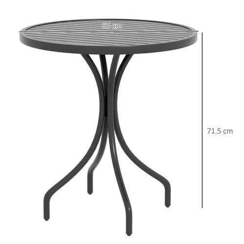 Outsunny Outsunny Round Garden Table Outdoor Side Table with Steel Frame Slat Top Black - Garden Table