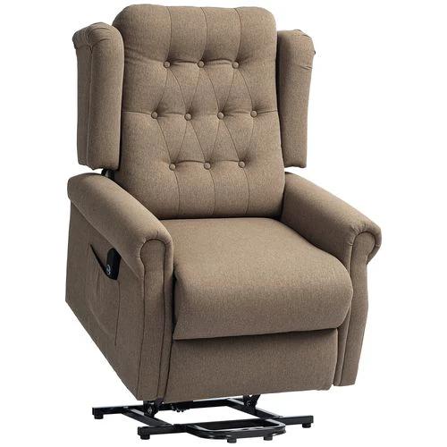 HOMCOM HOMCOM Power Lift Recliner Armchair with Wingback, Button Tufted, Brown - Recliner