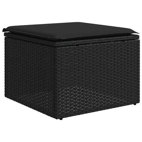 vidaXL vidaXL 2 Piece Garden Sofa Set with Cushions Black Poly Rattan Acacia - Garden Sofa Sets