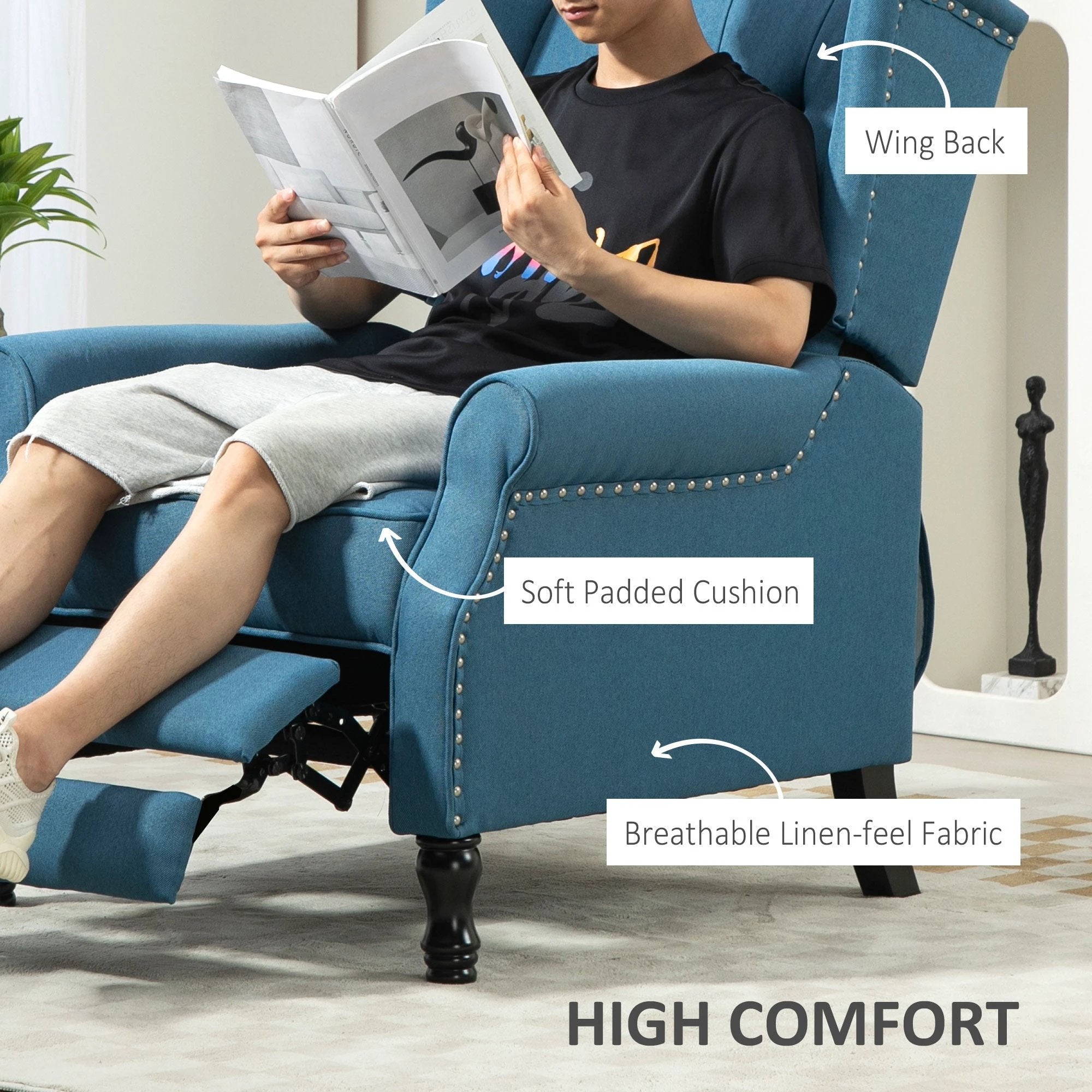 HOMCOM Manual Reclining Armchair Recliner with Footrest by HOMCOM
