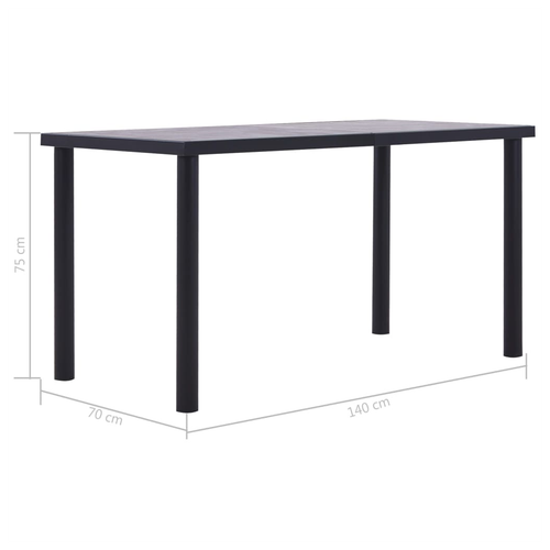 vidaXL Dining Table Black and Concrete Grey 120x60x75 cm MDF by vidaXL