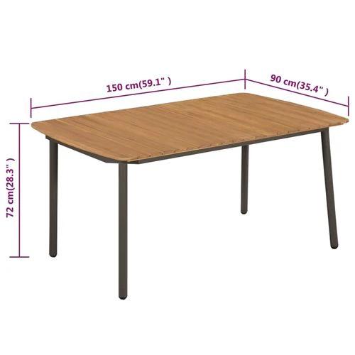 vidaXL vidaXL Garden Table 80x80x72cm Solid Acacia Wood and Steel -