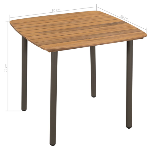 vidaXL vidaXL Garden Table 80x80x72cm Solid Acacia Wood and Steel -